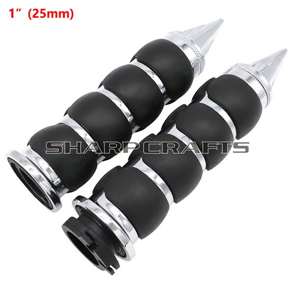 1" 25mm & 7/8'' 22mm Billet Rubber Flame Spike Hand Grips For Harley Honda Kawasaki Suzuki Yamaha Bikes Cruiser Chopper Custom