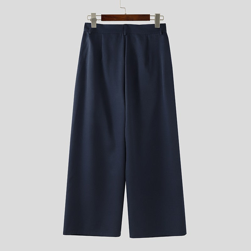 INCERUN Men Wide Leg Pants Solid Button Joggers Loose Casual Trousers Men Streetwear Korean Style Fashion Male Long Pants S-5XL