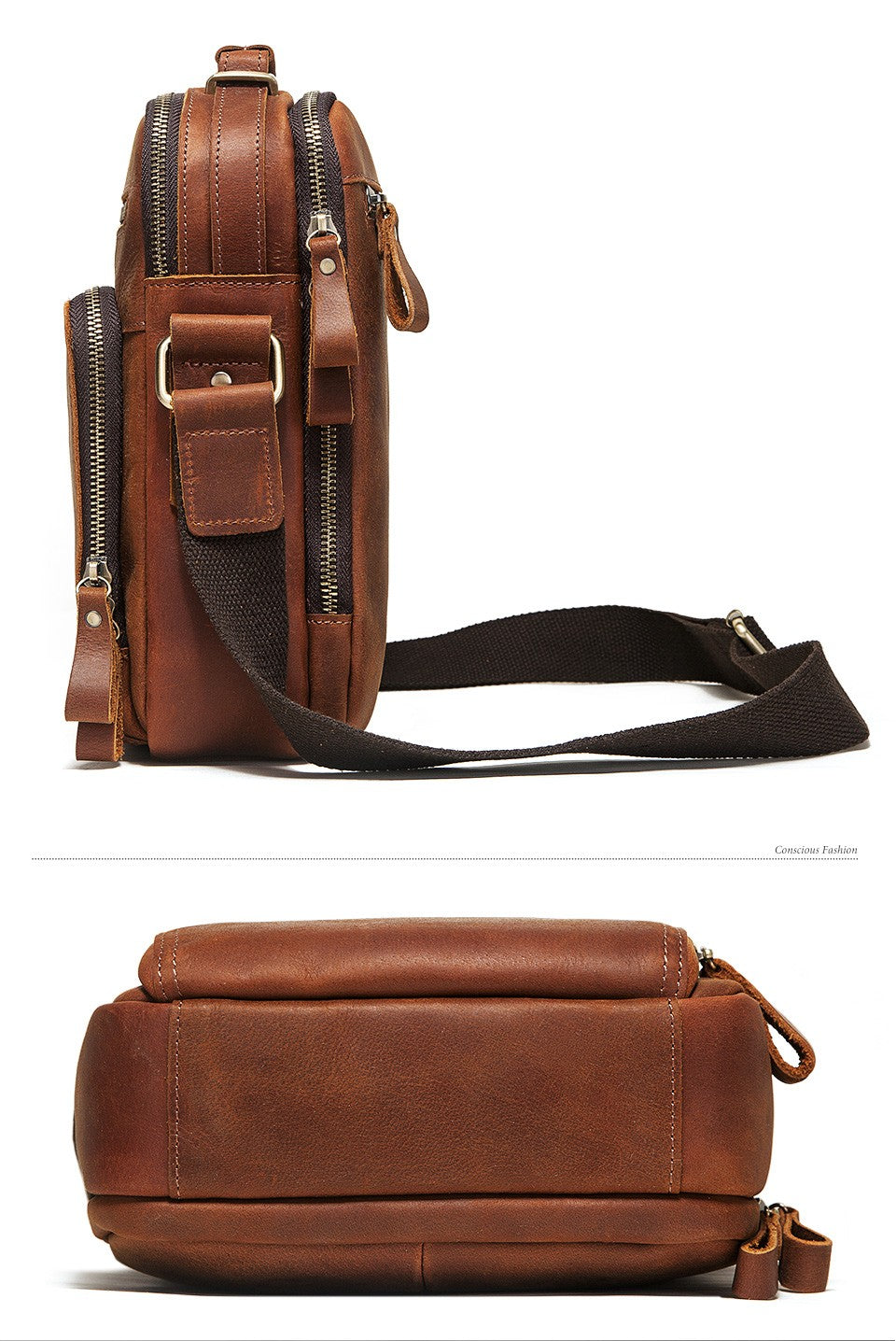 HUMERPAUL Genuine Leather Men's Shoulder Bag Vintage Cross Bags Large Capacity Male Messenger Tote Bag Travel Bolso Hombres