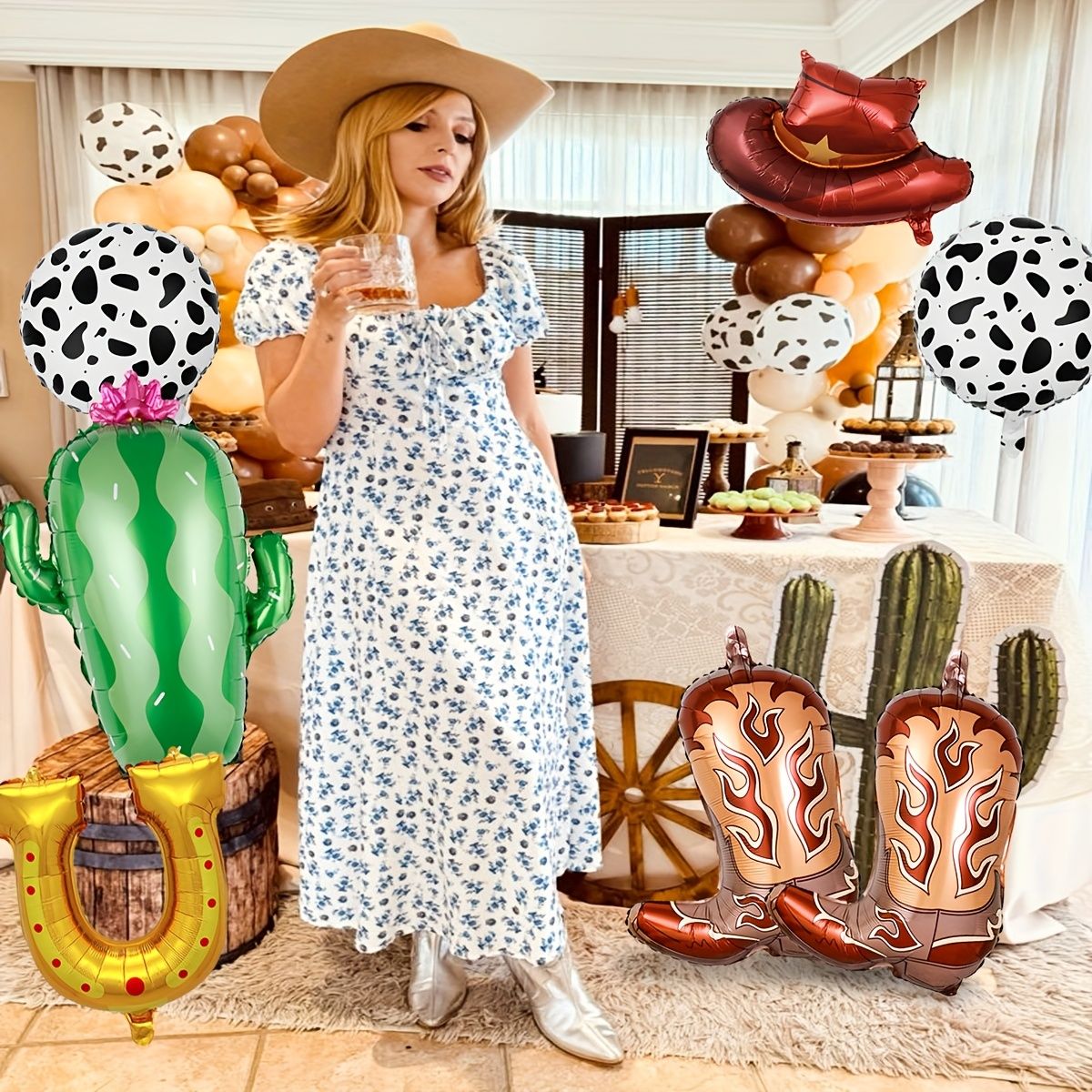 Western Party Balloons Horse Horseshoe Balloons Wild West Cowboy Rodeo Themed Birthday Party Bachelor Party Farm Decoration Gift