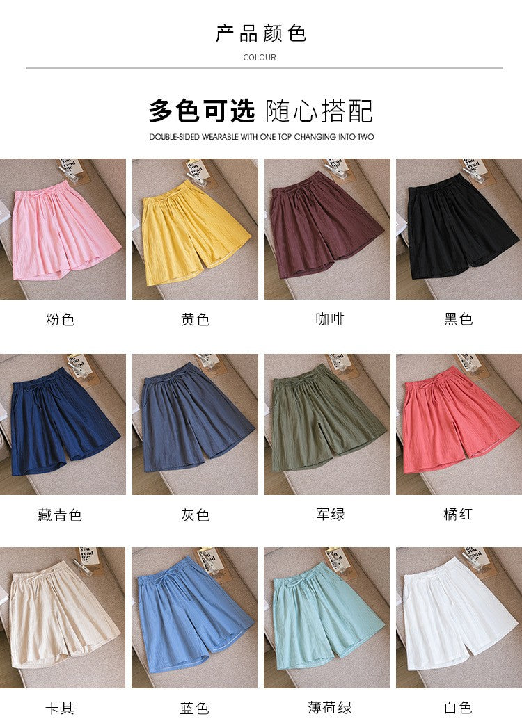 Women shorts Summer Casual Solid Cotton Linen shorts high waist loose shorts for girls Soft Cool female shorts M-3XL
