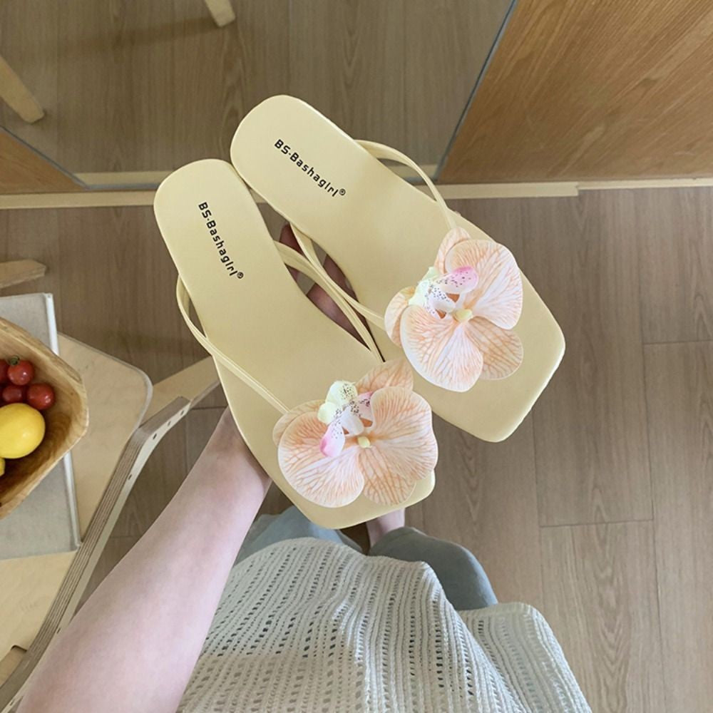 Daily Sweet Butterfly Orchid Slipper Summer Vacation Flower Flip Flops Elegant Out Wear Women's Sandals Ladies/Girls