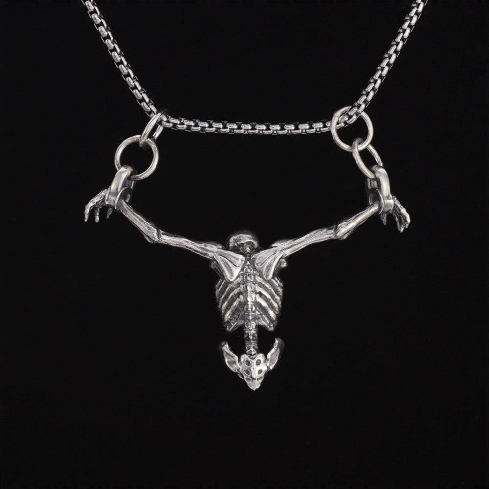 Punk Skull Necklace Captivity Skull Pendant Bicycle Rock Jewelry Gift For Men And Women Zinc No Gems