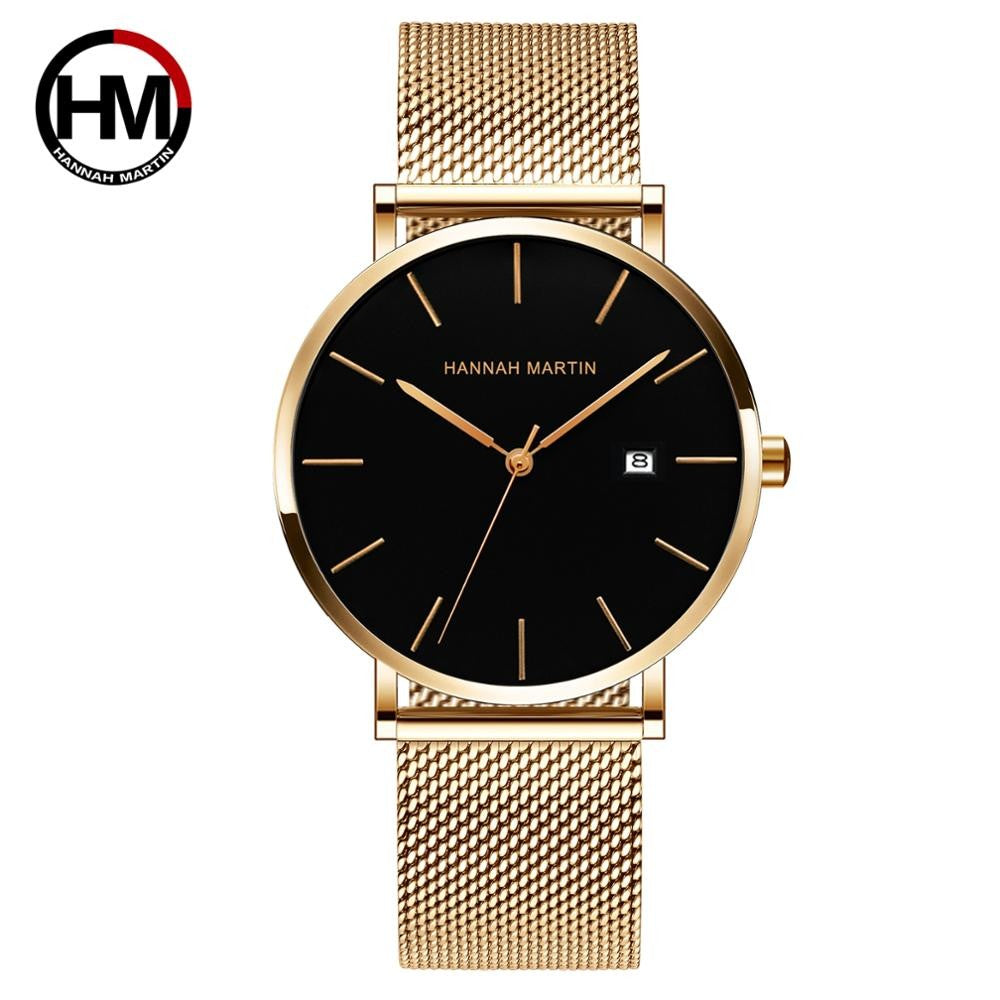 Classic Bauhaus Design Men Watch Dark Blue Japan Quartz Waterproof Stainless Steel Fashion Business Calendar Ultra Thin Watches