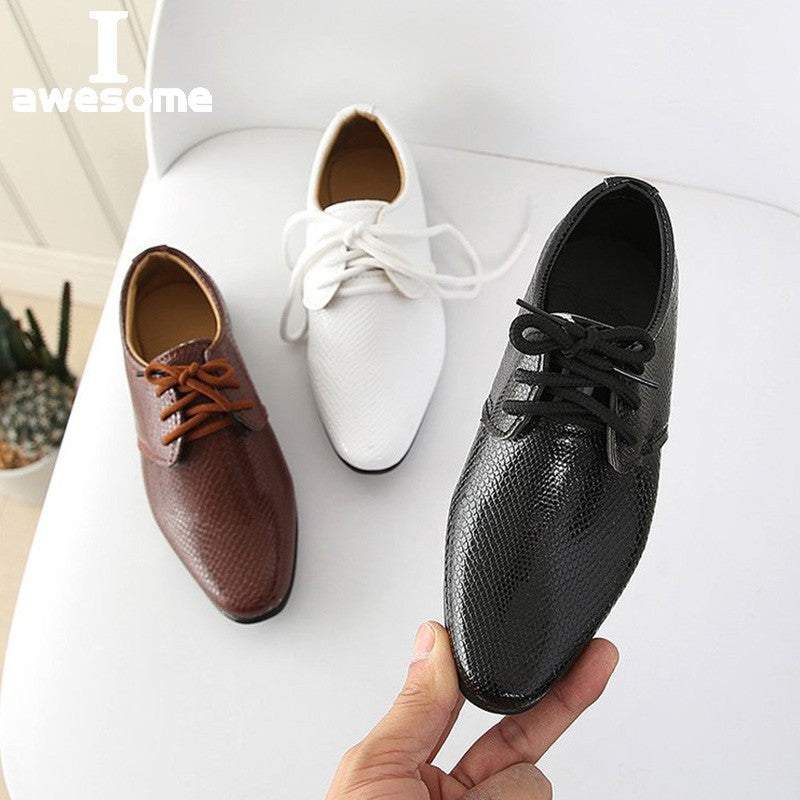 Iawesome Boys Leather Shoes Kids Flats Lace-up Children's Wedding Shoes For Toddlers Boy Big Boys Fashion For Performance