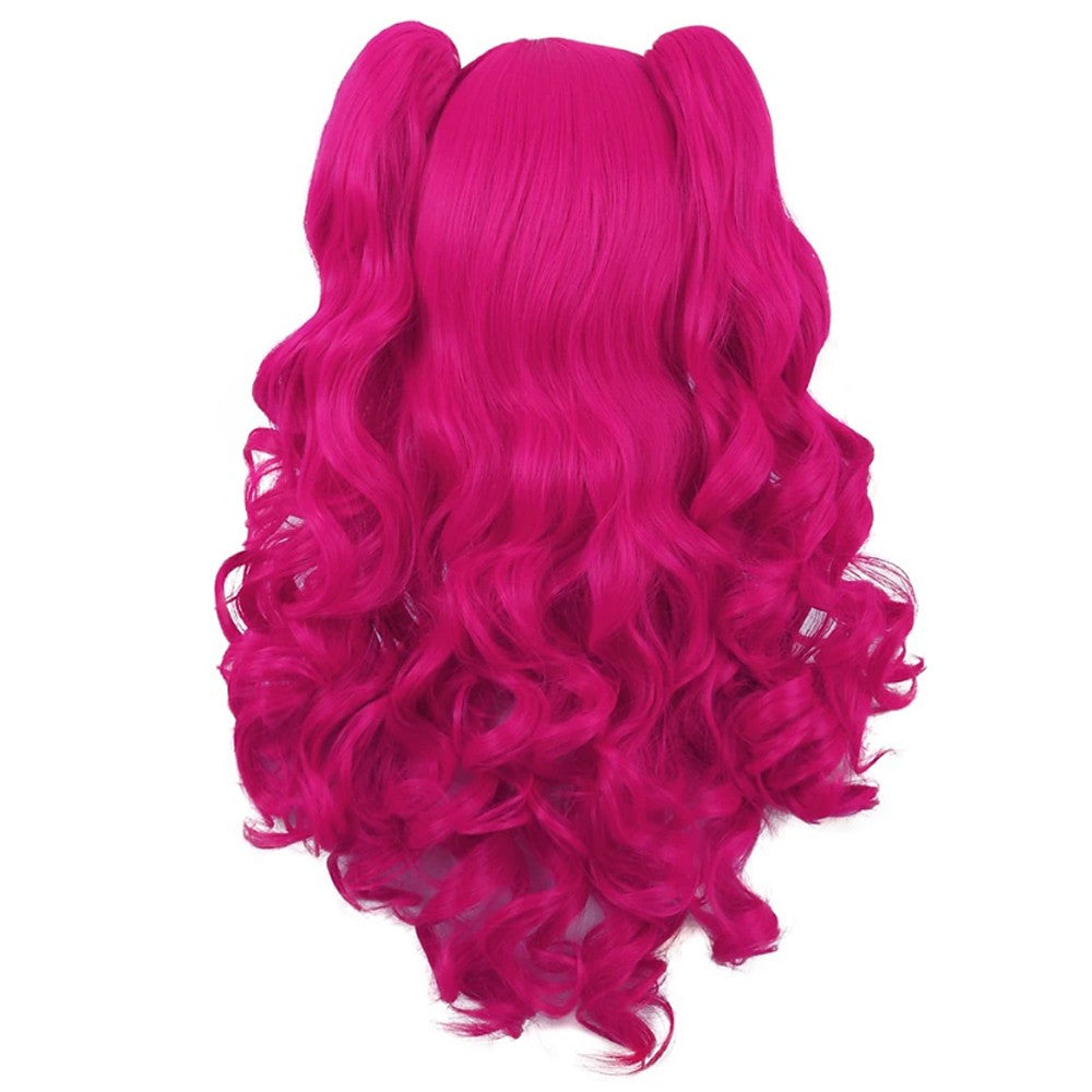 HAIRJOY Synthetic Hair Wavy Pink Ponytail Wig for Jean Cosplay Game Princess Anime Wigs with Hair Pigtails Bangs Halloween Wig