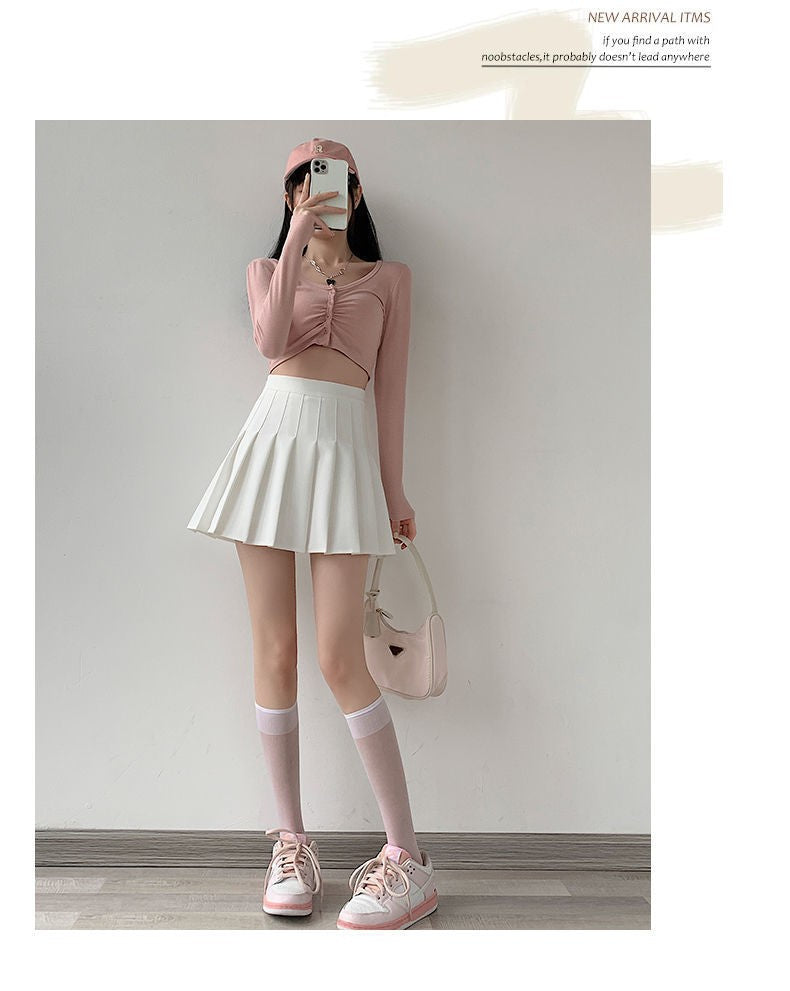 Women Pleated Skirt High Waist A-Line Mini Skirt School Girl JK Uniform Skirt Skater Skirt Tennis Skirt White Plus Size