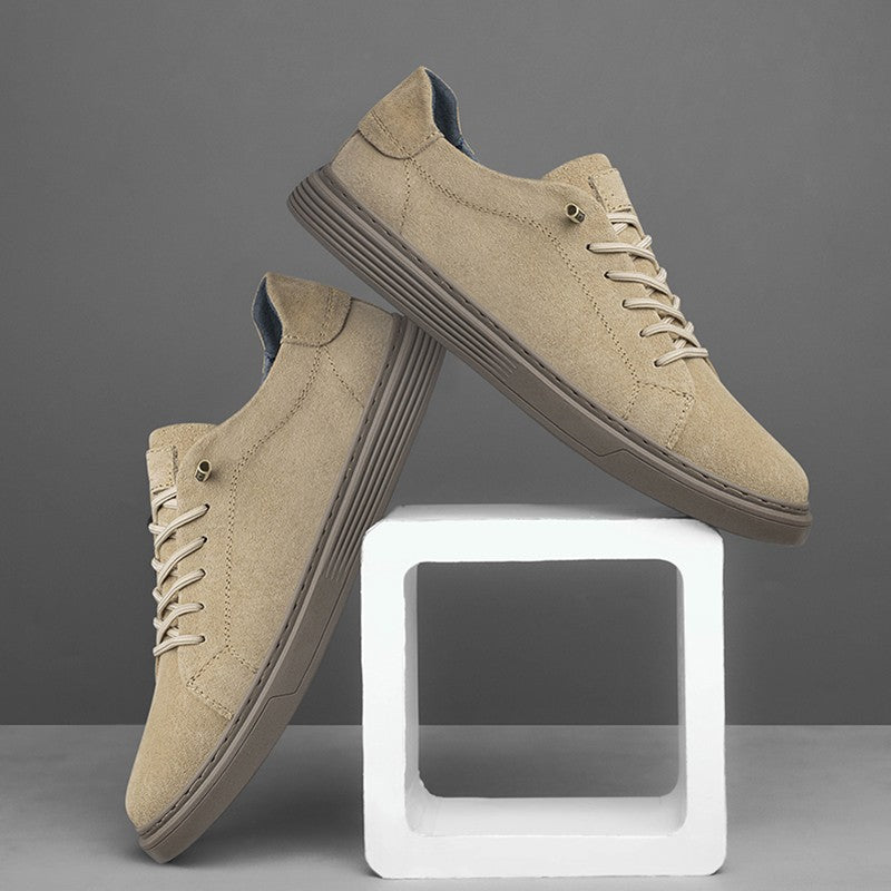 New Men's Suede Fashionable Lace-Up Casual Shoe Breathable And Comfortable Walking Shoe Anti -Slip And Wear-Resistant Flat Shoes