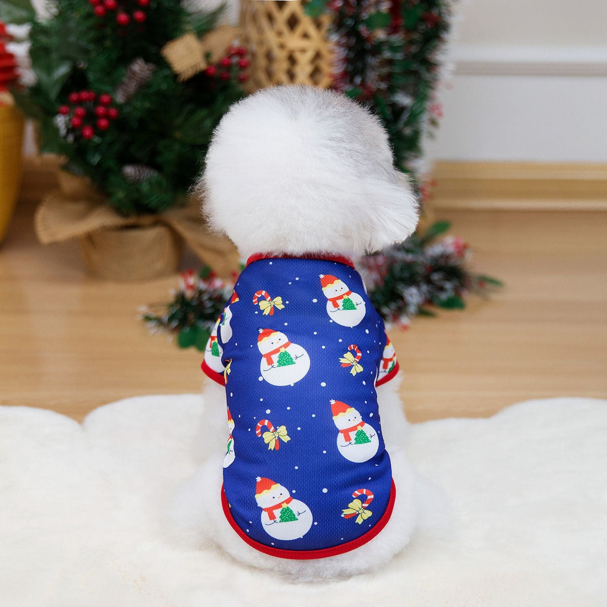 Puppy Dog Christmas Clothes Soft Cat Clothes T-shirt Cute Christmas Tree Pet Clothing for New Year Warm Clothes Costume Yorkies