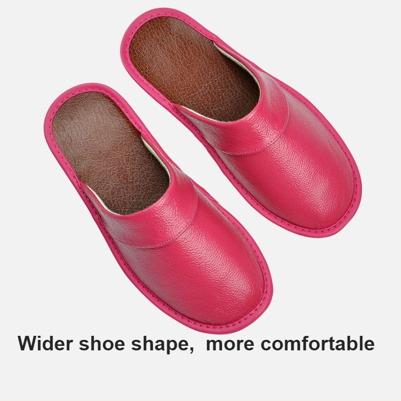 Big sizeGenuine Cow Leather Slippers Homes in indoor slipper Spring Autumn men women elderly non-slip casual single Slides shoes