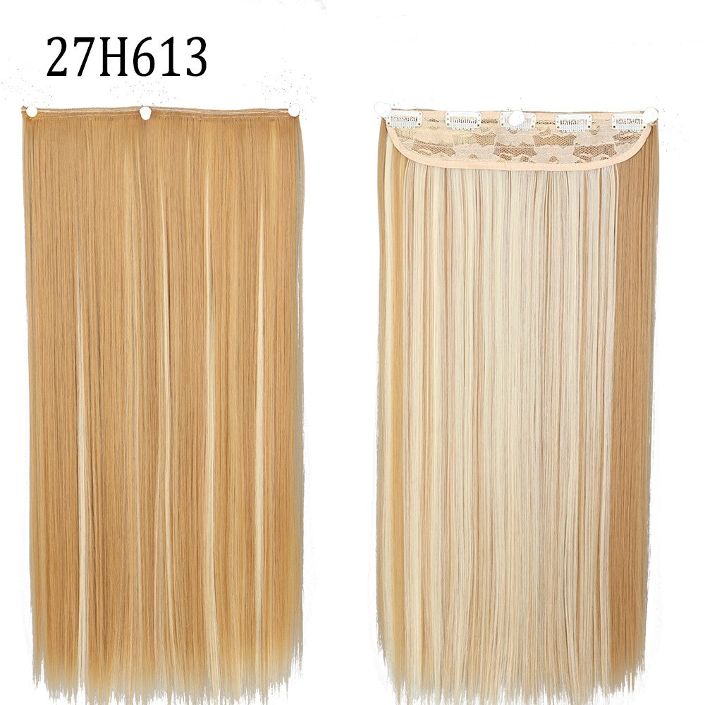 Synthetic Long Straight 5 Clip In Hair Extensions 22’‘ High Resistant Temperature Fiber Black Brown Blonde Hairpiece
