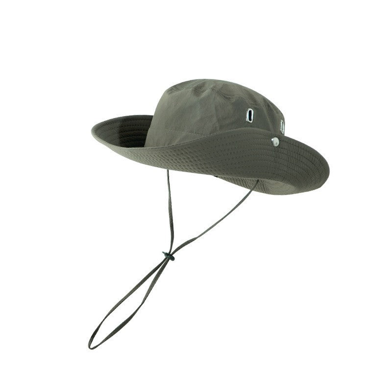 Womens Windproof Outdoor Sun Hat Summer UV Protection Bucket Safari Wide Brim Fisherman Cap Cowboy Men Fishing Hiking Beach Hats