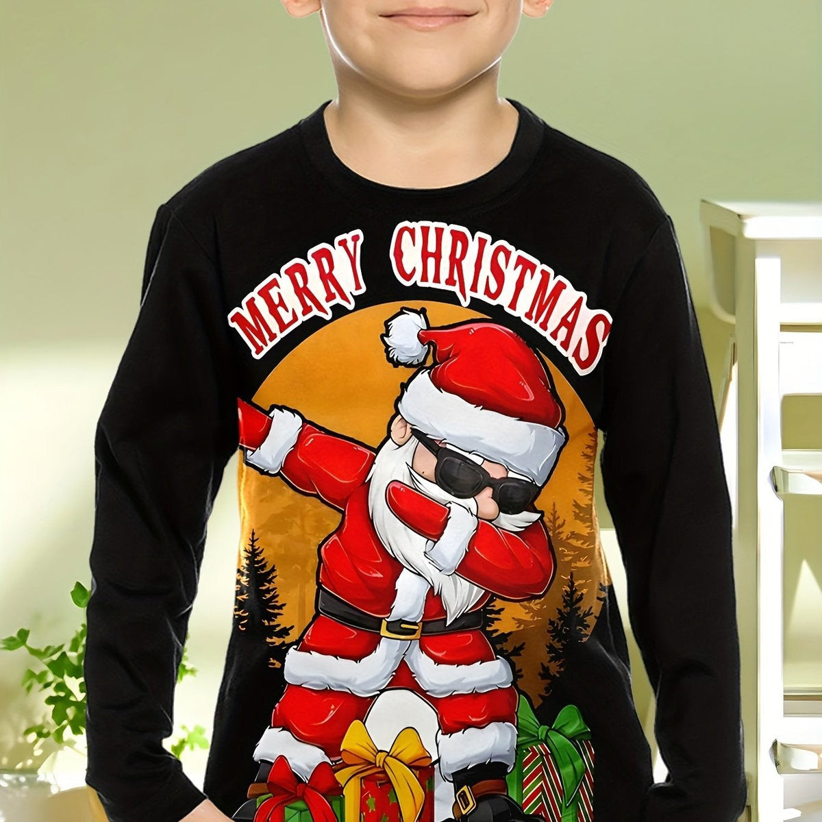 Children's Clothing Boys Tshirt Long Sleeve Creative 3D Christmas Print Kids Spring Fall Clothes Casual O-Neck Girl Clothes Tops