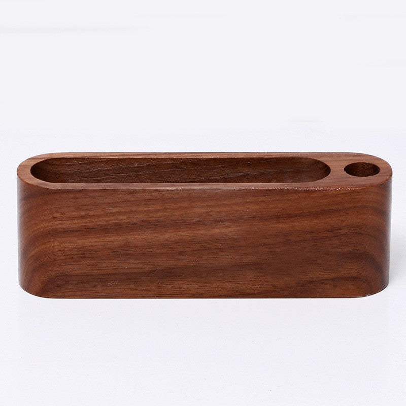 Business Card Holder Wooden Organizer Office Desk name card Display Stand with Pen Slot Memo Pad Cards Stand Card Holder Storage