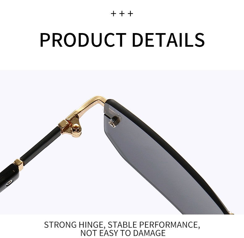 Rimless Sunglasses Rectangle Fashion Popular Women Men Shades Small Square Sun Glasses for Female Male Summer Traveling Oculos