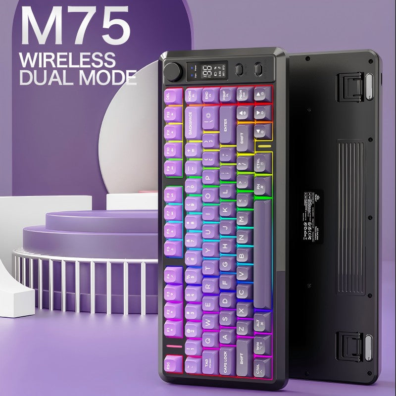 M75 Display Screen Wireless Keyboard, Bluetooth Dual-mode, PBT Gradient Ball Cap, Gaming Keyboard