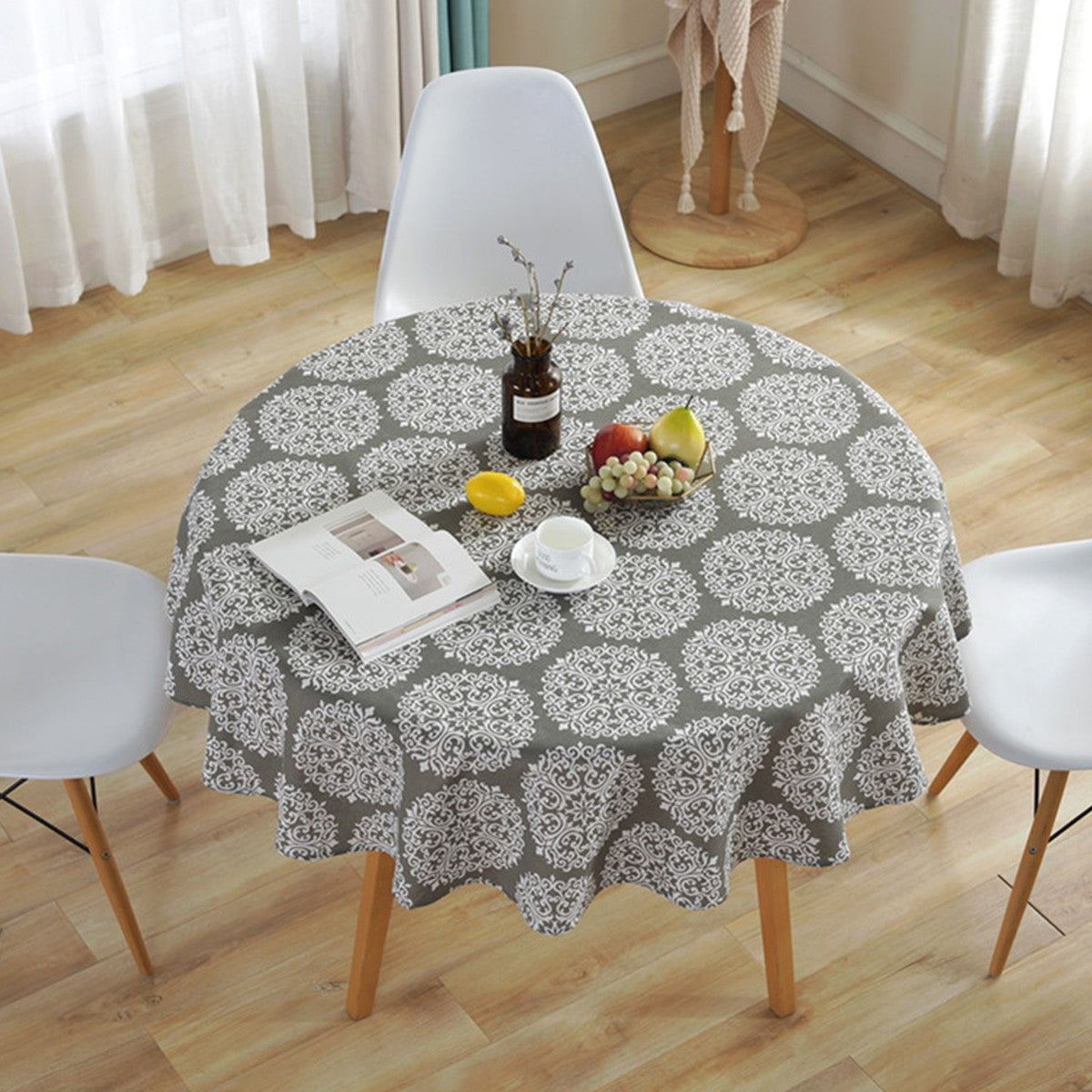 Round Tablecloth 120/150cm Washable Table Cloth Decorative Table Cover Indoor Holiday Home Christmas Party Picnic Dining Room