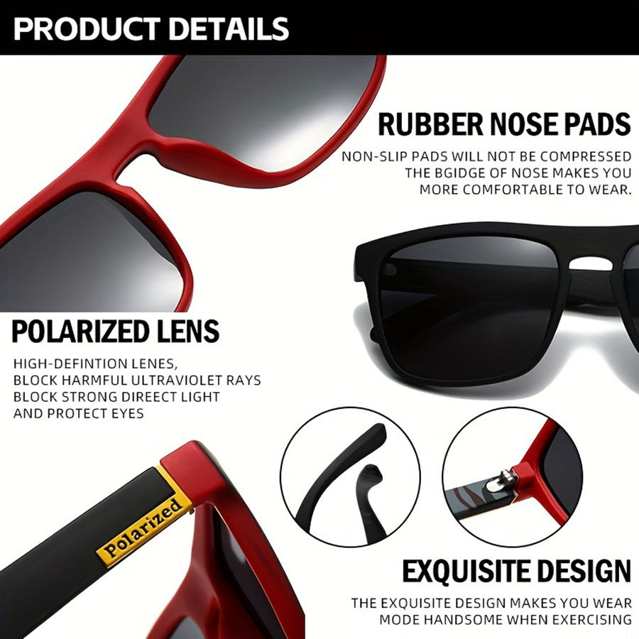 2pcs Square Polarized Sunglasses Anti Glare Sun Shades For Summer Party Vacation Travel Driving Fishing