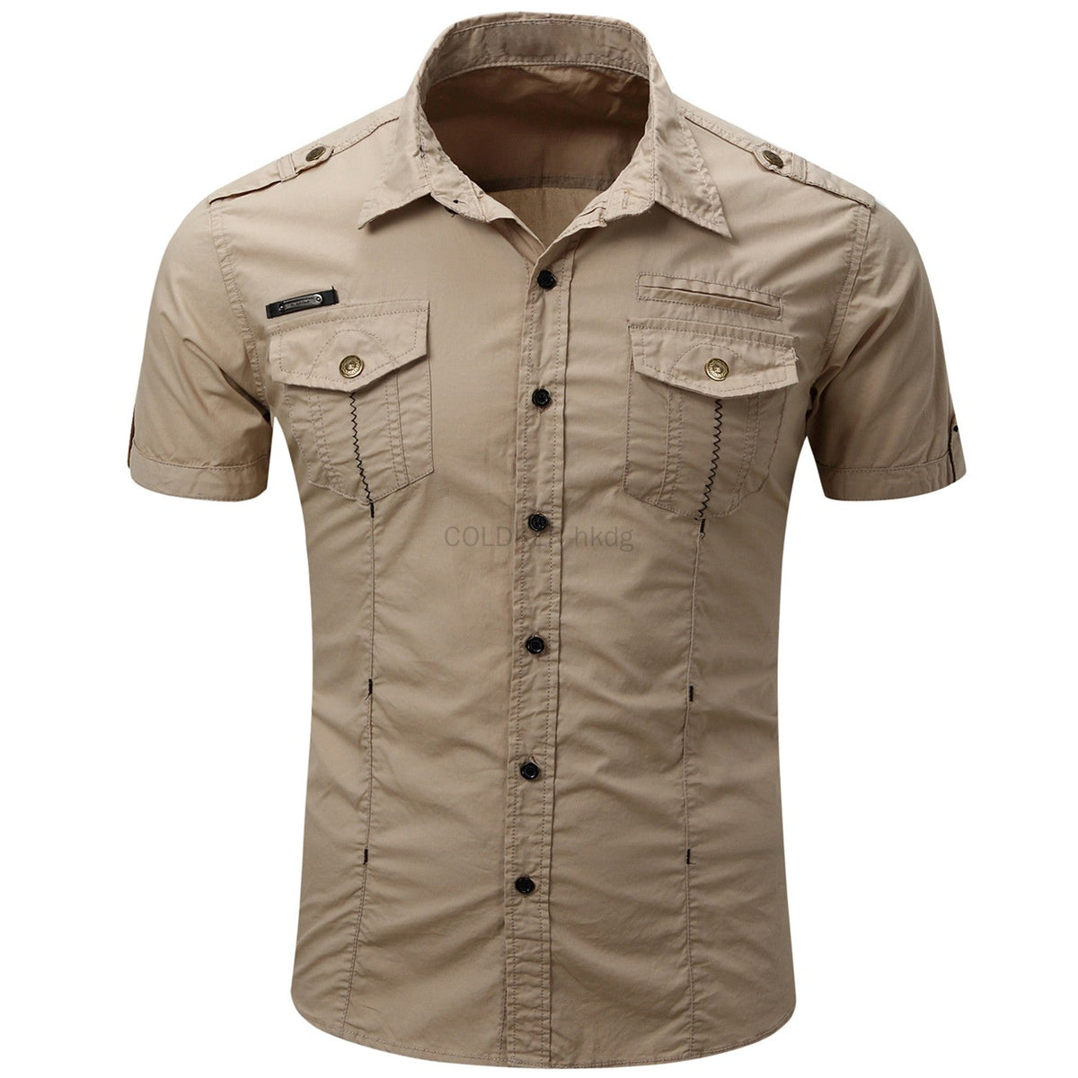 Euro Size White Short Sleeve Men's Uniform Shirt Safari Shirt Summer Casual 100% Cotton Cargo Outdoor Pocket Work Shirts for Men