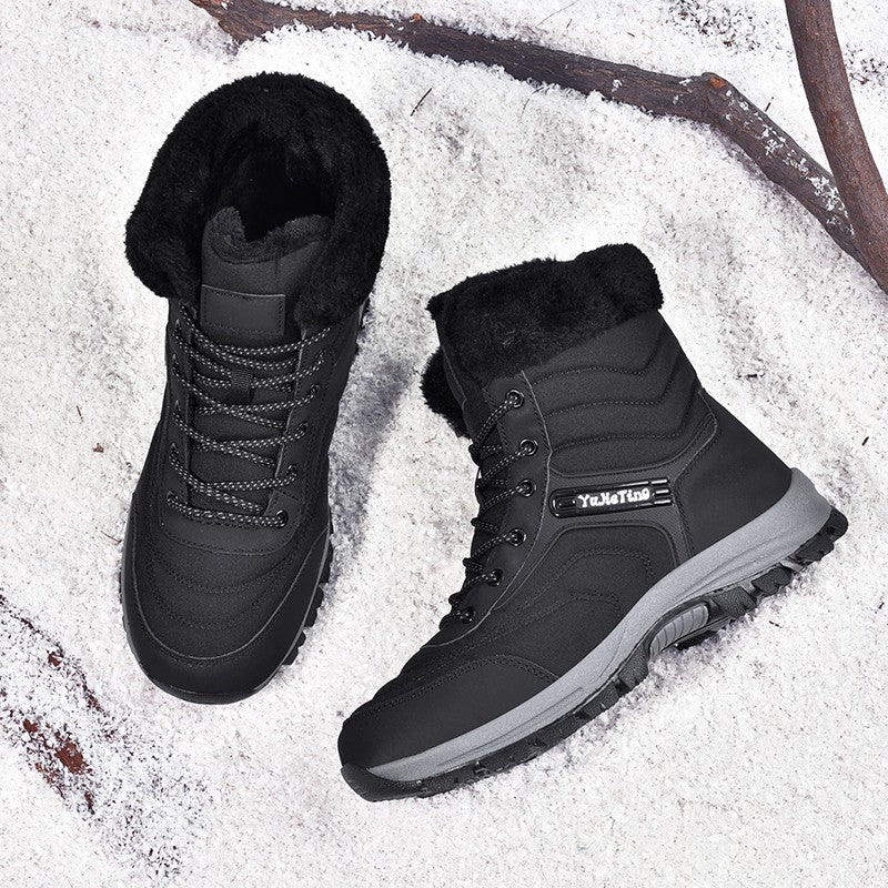 2025Brand Warm Winter Men's Hiking Boots Outdoor Snow Men Boots Men Work Casual Sneakers High Top Keep Warm Non-slip Ankle Boots