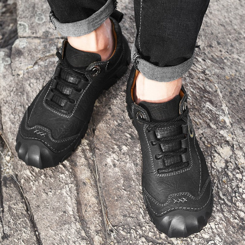Outdoor Camping Hiking Shoes Men Genuine Leather Sports Sneakers Man Travel Casual Shoes Leisure Walking Climbing Men's Footwear