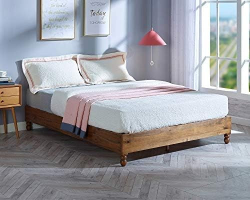 12 Inch Solid Wood Bed Frame Rustic Style Eliminates The Need for a Boxspring, Natural Finish, King