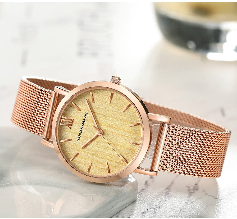 HANNAH MARTIN Brand Quality Stainless Steel Japan Quartz Movement Waterproof Women 36mm Full Rose Gold Ladies Dropshipping Watch
