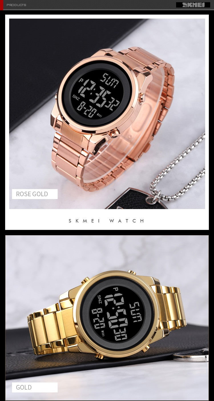 SKMEI Luxury Waterproof Watch for Men Stainless Steel Electronic Sports Digital Mens Wristwatches Man Clock Reloj Masculino 1611
