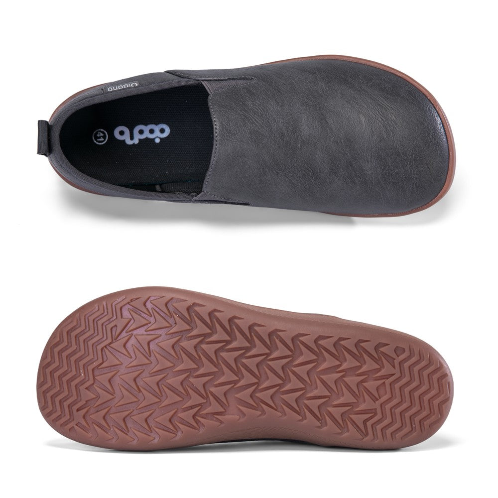 Oiaano Wide Toe Men Minimalist Shoes Comfortable Sneakers Leather Casual Shoes Black Slip On Leisure Loafers Drive Office