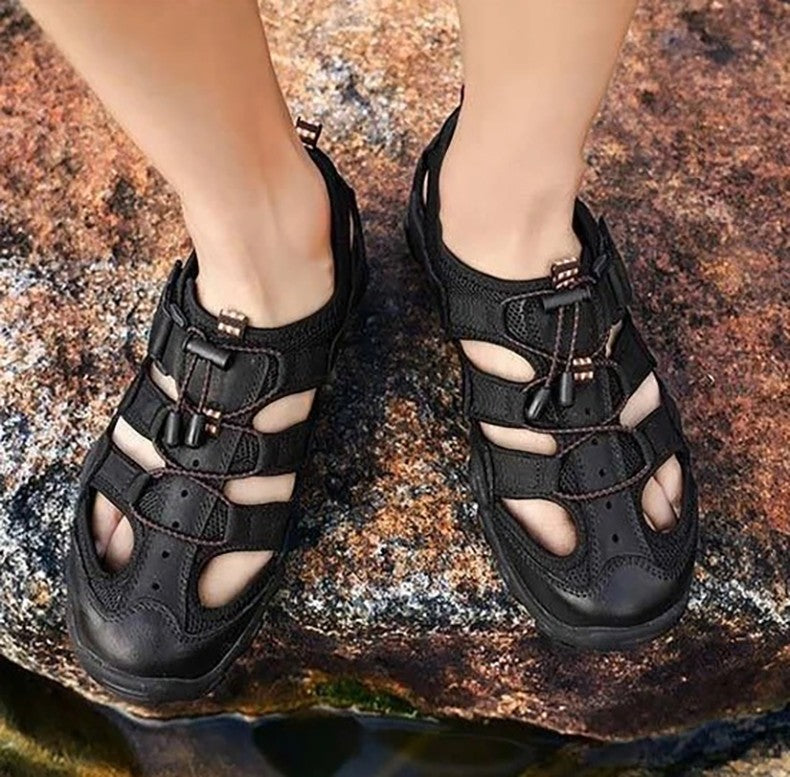 New Summer Mens Sandals Genuine Leather Antiskid Breathable Outdoor Sandalias Trekking Casual Beach Shoe Male Loafers Big Size