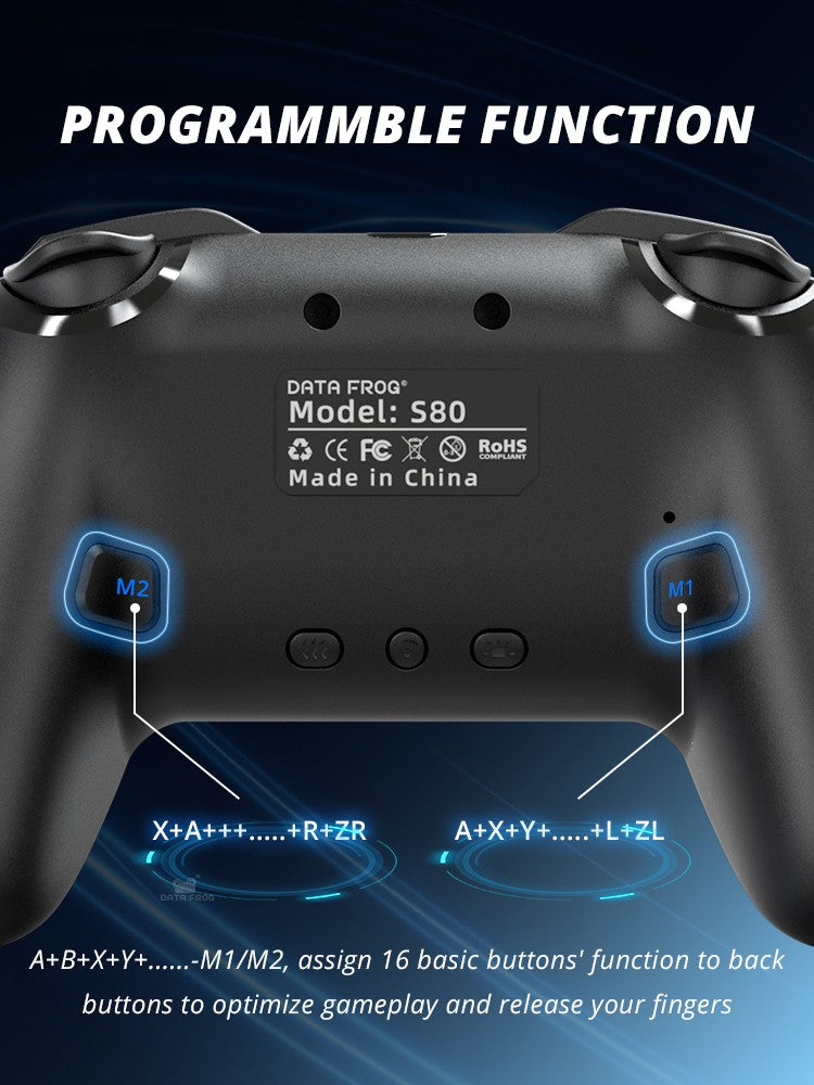 DATA FROG Wireless Pro Game Controller Bluetooth Gamepad With 1000mAh Battery Programmable Turbo Function For Nintendo Switch Sw