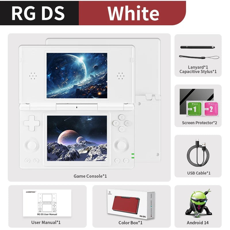 Anbernic RG DS Video Game Console Dual 4.0” IPS Screen Android 14 Support Dual Application On Split Screens & Hall PSP Gifts