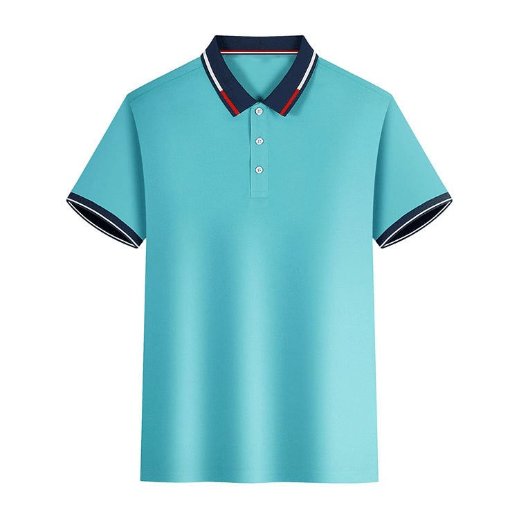 Men's new top Polo shirt T-shirt Summer men's short sleeve color lapel casual fashion white shirt T-shirt men's short sleeve