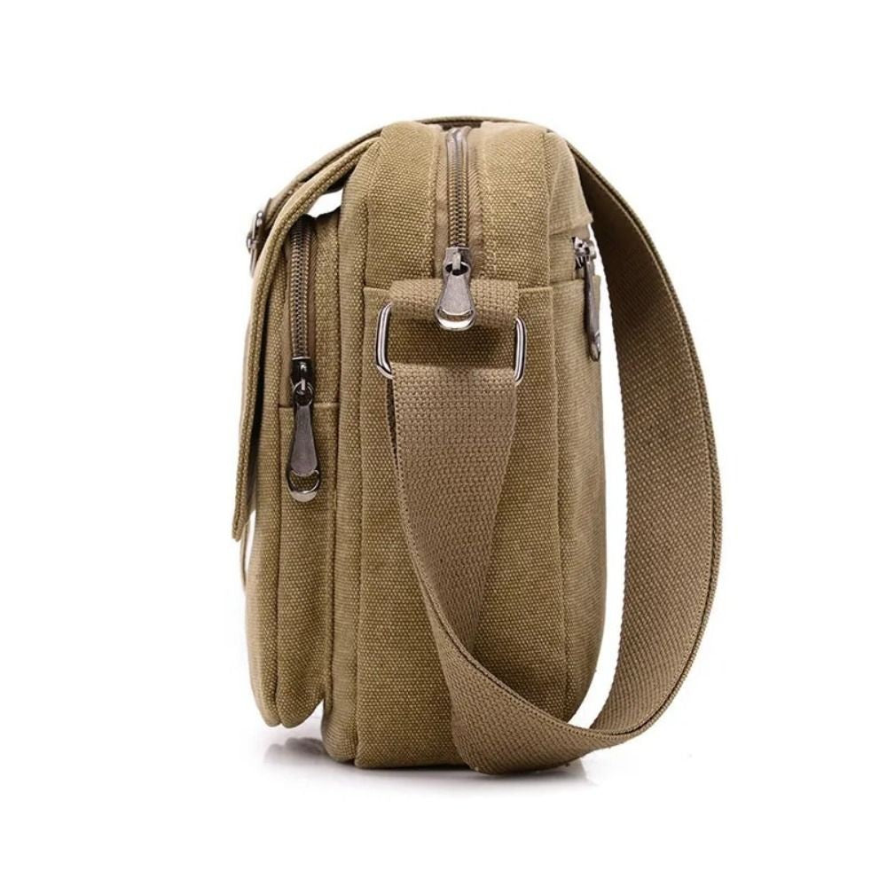 Vintage Canvas Men Crossbody Bag Anti-theft Large Capacity Outdoor Small Bag Wear-resistant Business Cashier Wallet Shoulder Bag