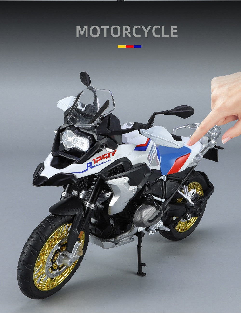1/9 R1250 GS ADV Alloy Racing Motorcycle Diecasts Street Sports Motorcycle Model Simulation With Light Collection Kids Toys Gift