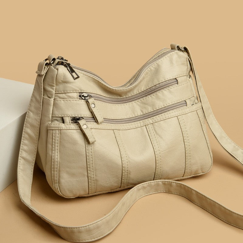 Fashion Soft Leather Crossbody Bags for Women 2025 Casual Female Multi Pocket Messenger Bags Retro Handbags Ladies Shoulder Bags