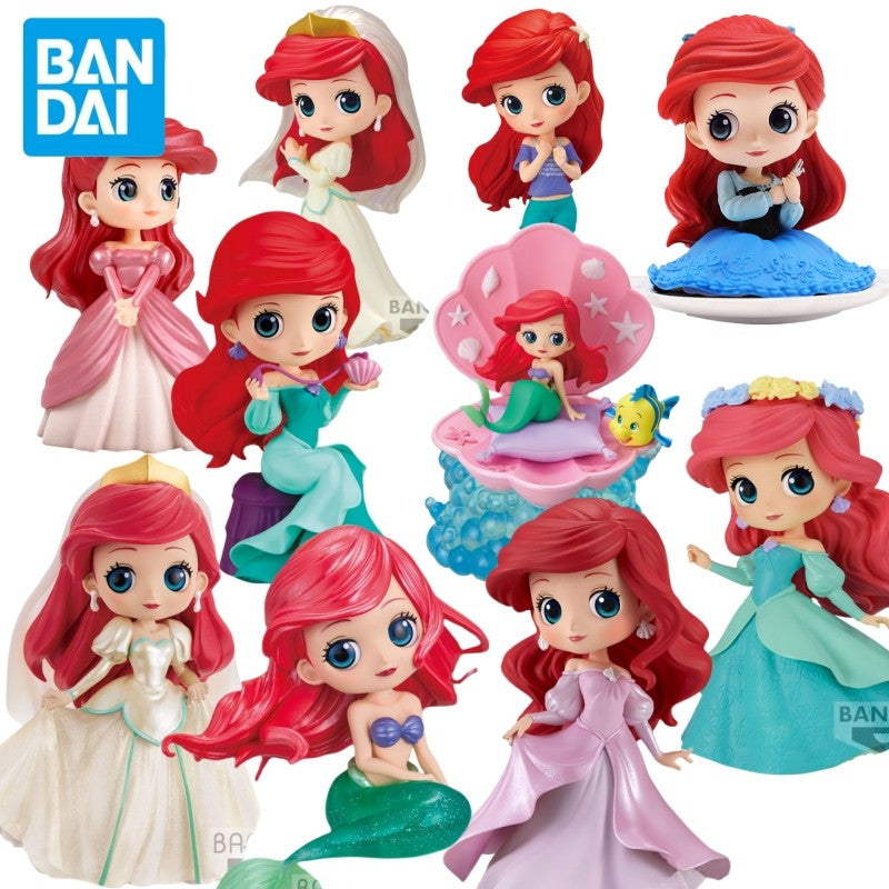 Bandai Disney The Little Mermaid Anime Qposket Characters Ariel Glitter Line Action Figure Collectible Model Toys Birthday Gift