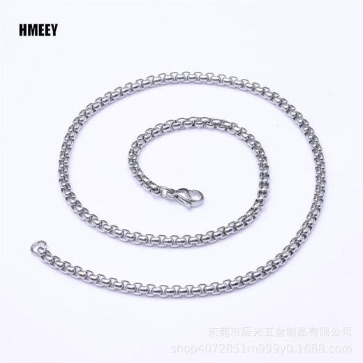 Hmeey Rope Chain Box Necklace Stainless Steel Chains Link Necklaces Pendant DIY Jewelry Never Rub Off 2MM 2.5MM 3MM 4MM