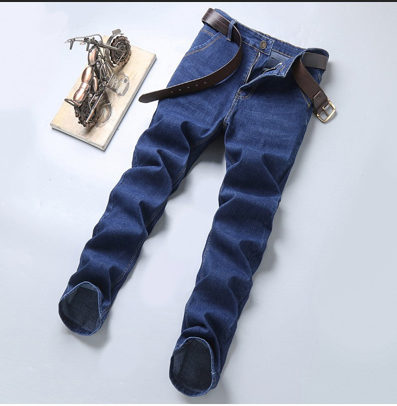 2025New Business Men's Jeans Casual Straight Stretch Fashion Classic Blue Black Work Denim Trousers Male Brand Clothing