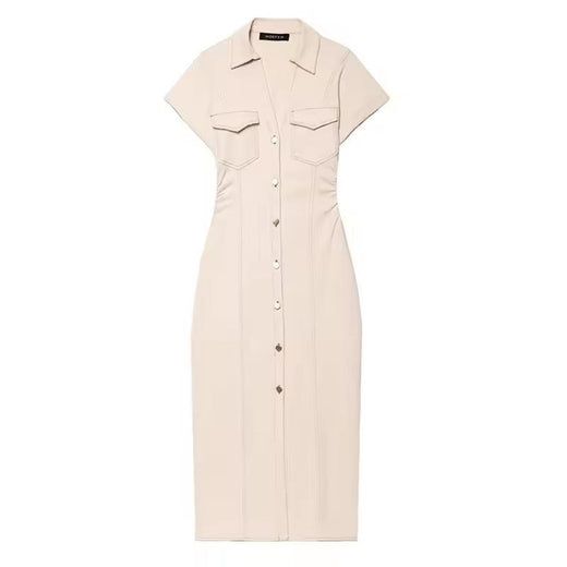 Denim Dress Women's Spring Summer Casual Long Dresses For Women 2025 New Fashion Ruched Short Sleeve Streetwear Midi Dress