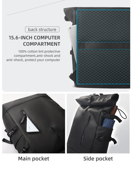 HK Expandable Travel Backpack Men Large Capacity Waterproof 15.6” Laptop Bag Hiking Rucksack Cycling Daypack Bag with USB Port