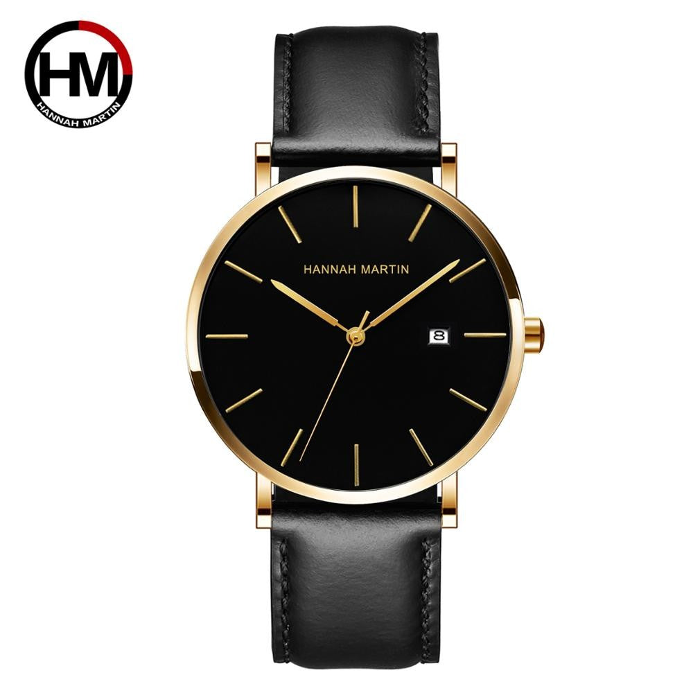 Classic Bauhaus Design Men Watch Dark Blue Japan Quartz Waterproof Stainless Steel Fashion Business Calendar Ultra Thin Watches