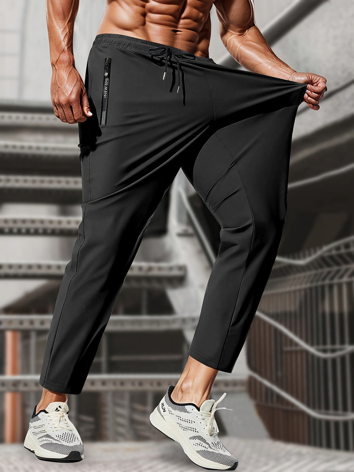 Sweatpants Man Fishing Men's High Stretch Ice Silk Jogging Pants With Zipper Pockets Breathable Elastic Sports Pants Mens Gift