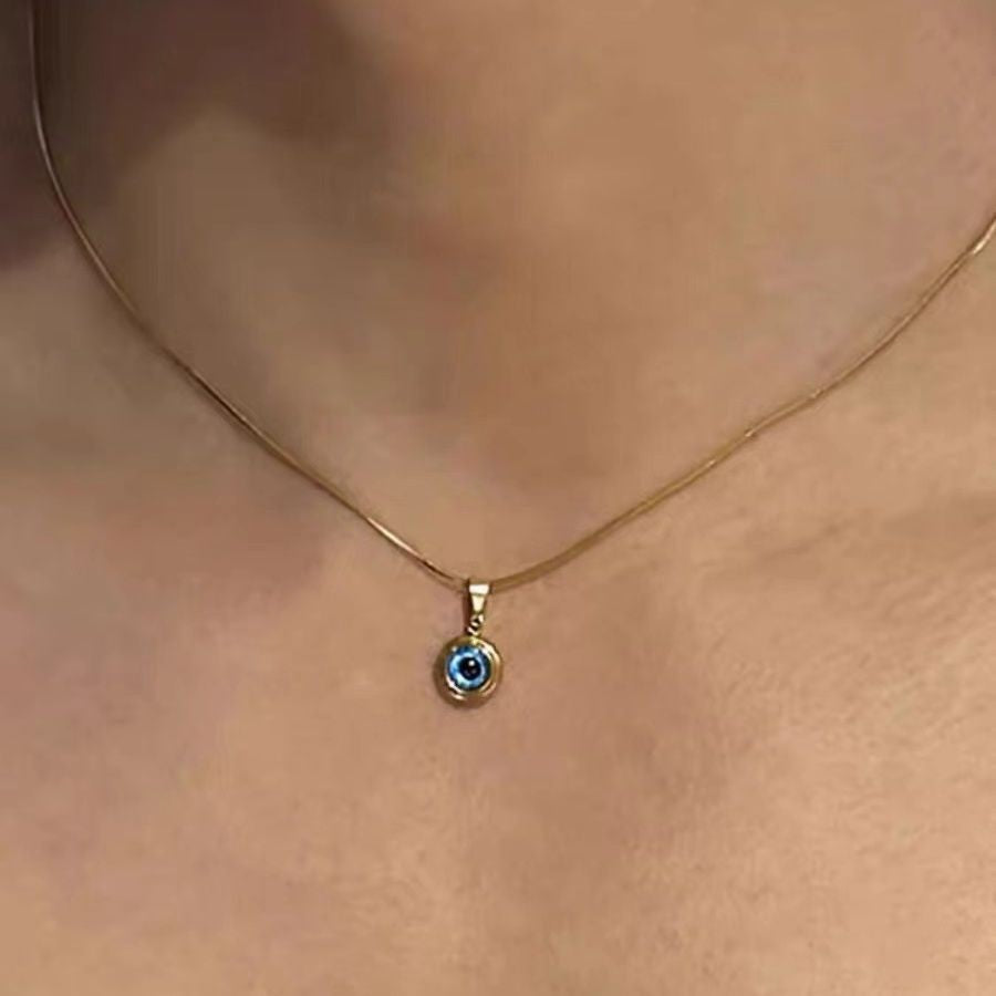 Simple Oval Aquamarine Moonstone Pendant Necklace for Women Girls Luxury Snake Chain Necklace Fashion Collar Jewelry Gifts