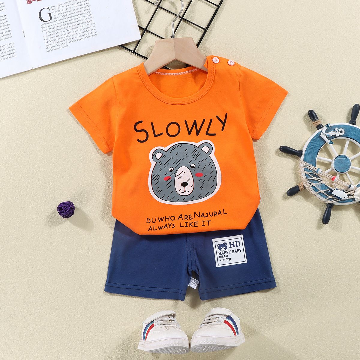 2PCS mother Kids Clothes Children's Sets Boys Girl T-shirt Shorts Summer Cotton Short sleeve Baby Children Clothing Toddler Suit