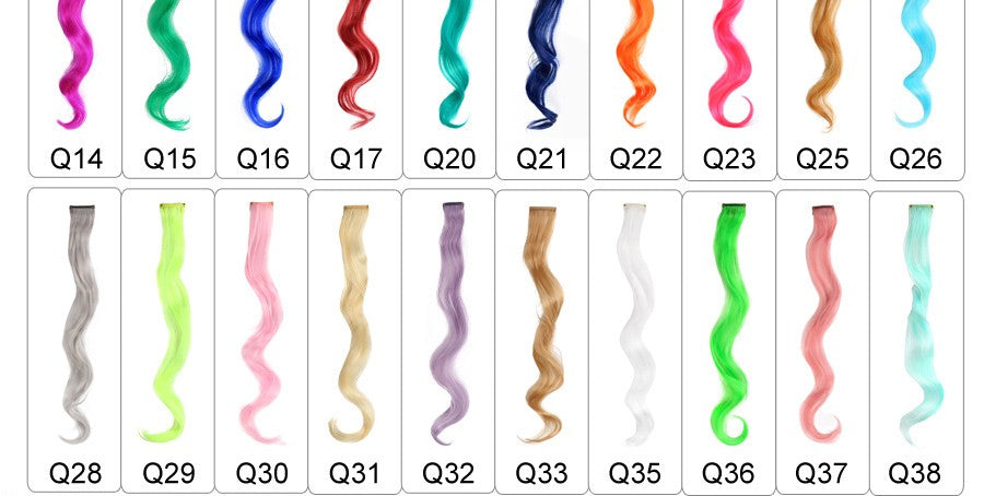 Synthetic Rainbow Wavy Hair Extensions Long Hair Extensions One Single Clip In Wigs Colorful Synthetic Fiber False Fake Hair 20";;VERDADEIRO;;"Q33,20inches