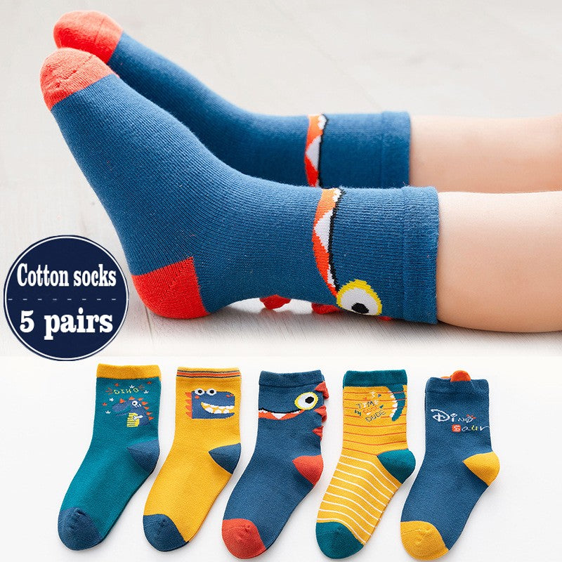 5Pairs Sanrio Cinnamoroll Kuromi Kawaii Spring and Autumn Cartoon Middle Tube Socks For Girls Boy Children Mid-calf Cotton Socks