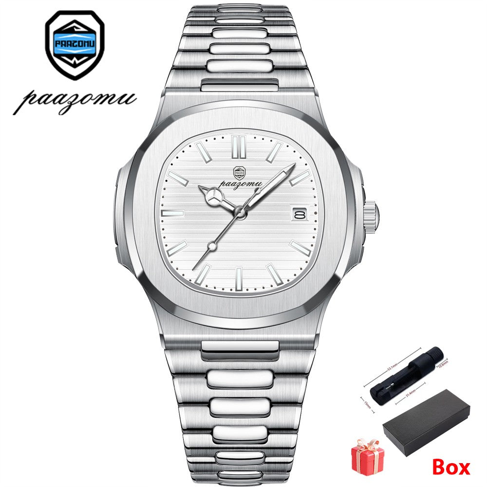 POEDAGAR Luxury Men Quartz Watch Waterproof Date Week Luminous Wristwatch Stainless Steel Men's Watches Male Clock Sports Reloj