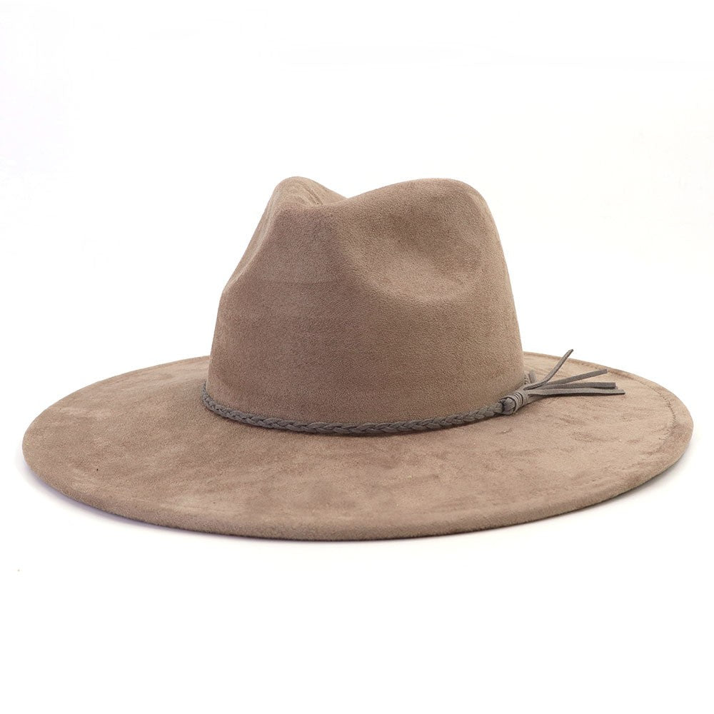 Suede Top Hat 9.5cm Wide Brim Fedora Hat Men Women Autumn Winter Felt Jazz Hats Classic Church Fedoras Chapeau Sombrero Mujer