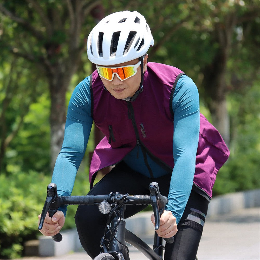 WOSAWE Mens Cycling Windproof Jacket Ultralight Windbreaker MTB Road Bike Vest Water Resistant Long Jersey with 2 way YKK zipper